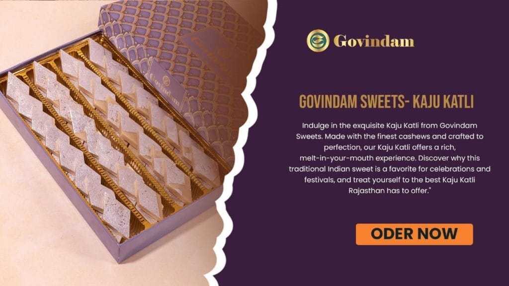 Kaju Katli premium cashew sweet silver leaf Govindam Sweets Jaipur