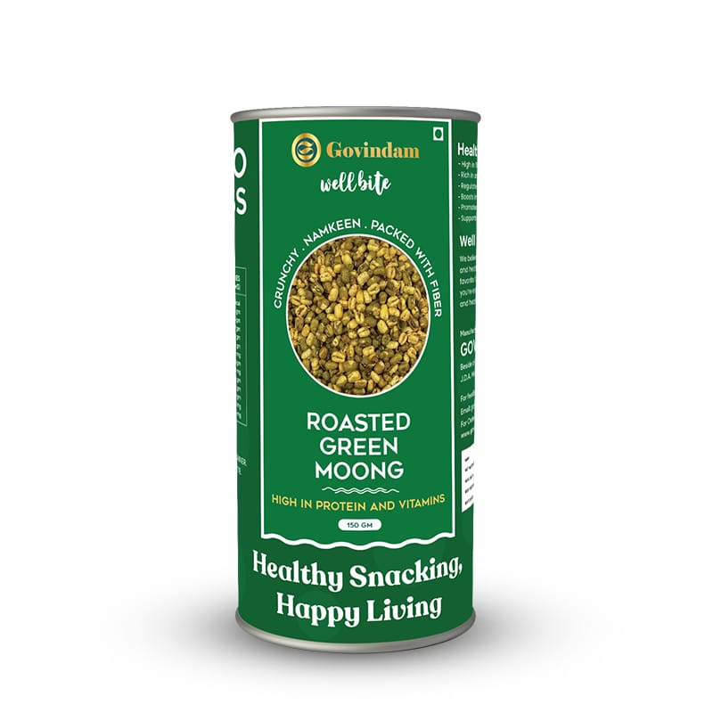 Green Moong - Crunchy Protein Snack Crispy roasted green moong beans showing perfect texture