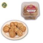 Golden millet cookies with fresh coconut flakes showing