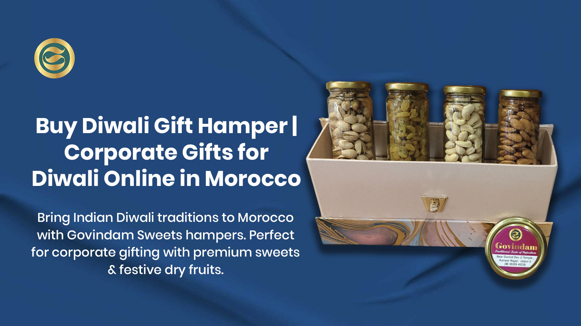 Premium Diwali gift hamper Morocco authentic Indian sweets dry fruits corporate gifts