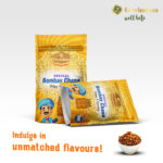Bombay Chana nutrition display showing high protein content with gym equipment and healthy lifestyle props