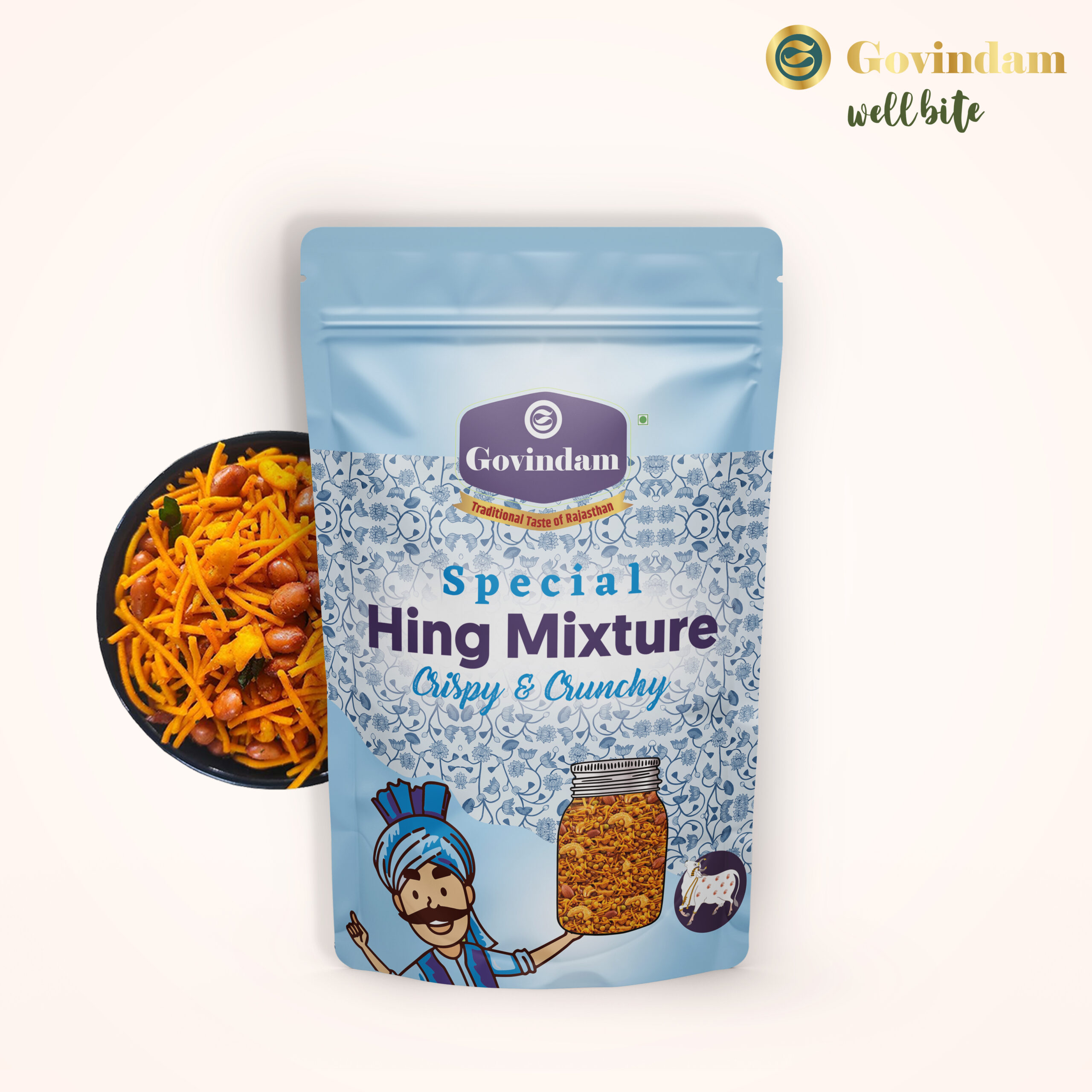 Hing-Mixture-Premium-Wholesale-Bulk-Asafoetida-Namkeen-Mix Hing Mixture featuring golden crispy sev with aromatic asafoetida coating - premium authentic bulk namkeen