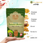Kashmiri Mixture luxury gift packaging showing wooden boxes silk pouches premium jars for corporate gifting